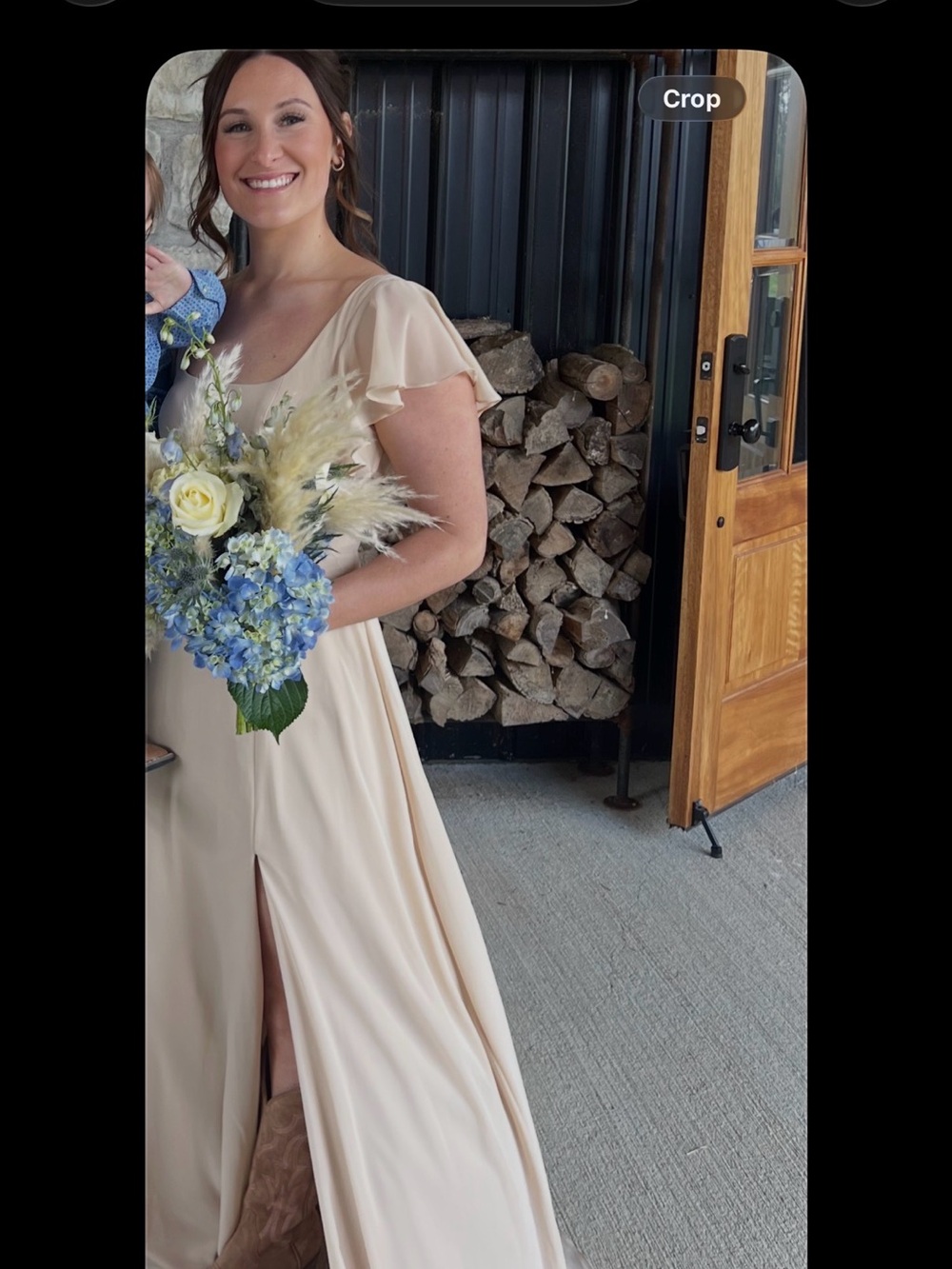 AZAZIE Bridesmaid dress. A Line square neck Chiffon Flutter-Sleeve Maxi Dress